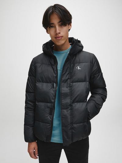 Calvin Klein Ruhák HU919011 | Calvin Klein Recycled Polyester Hooded Férfi Pufi Dzseki Fekete